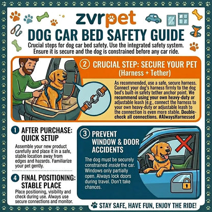 Zvrpet Premium Detachable and Washable Memory Foam Dog Car Seat with Adjustable Straps and Anti-Slip Bottom for SUV Back Seat