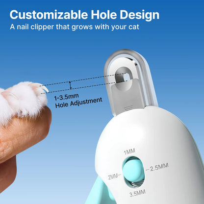 Potaroma Adjustable Cat Nail Clipper with Hidden Nail File - Safe Trimming Tool for Kittens and Indoor Cats - Anti-Splash Design (Blue)