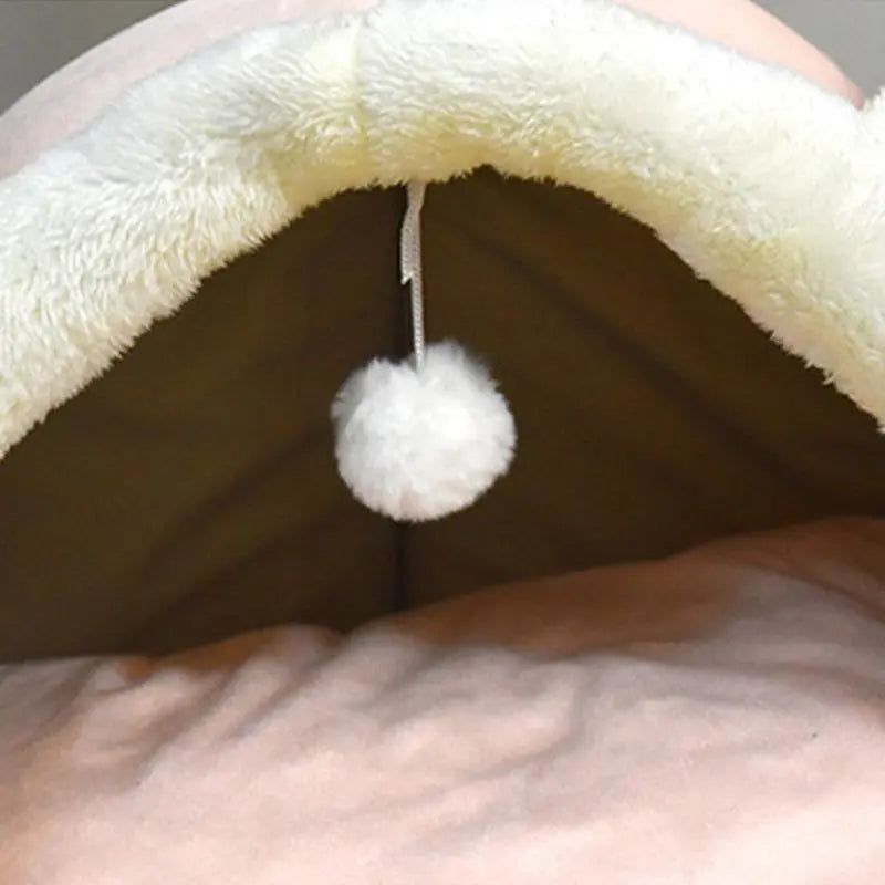 Thermal Cartoon Animal Ear Design Pet Bed, Soft Fleece Cat Cave for Indoor Use, Comfortable Cat Furniture, Ideal Gift for Pet Owners