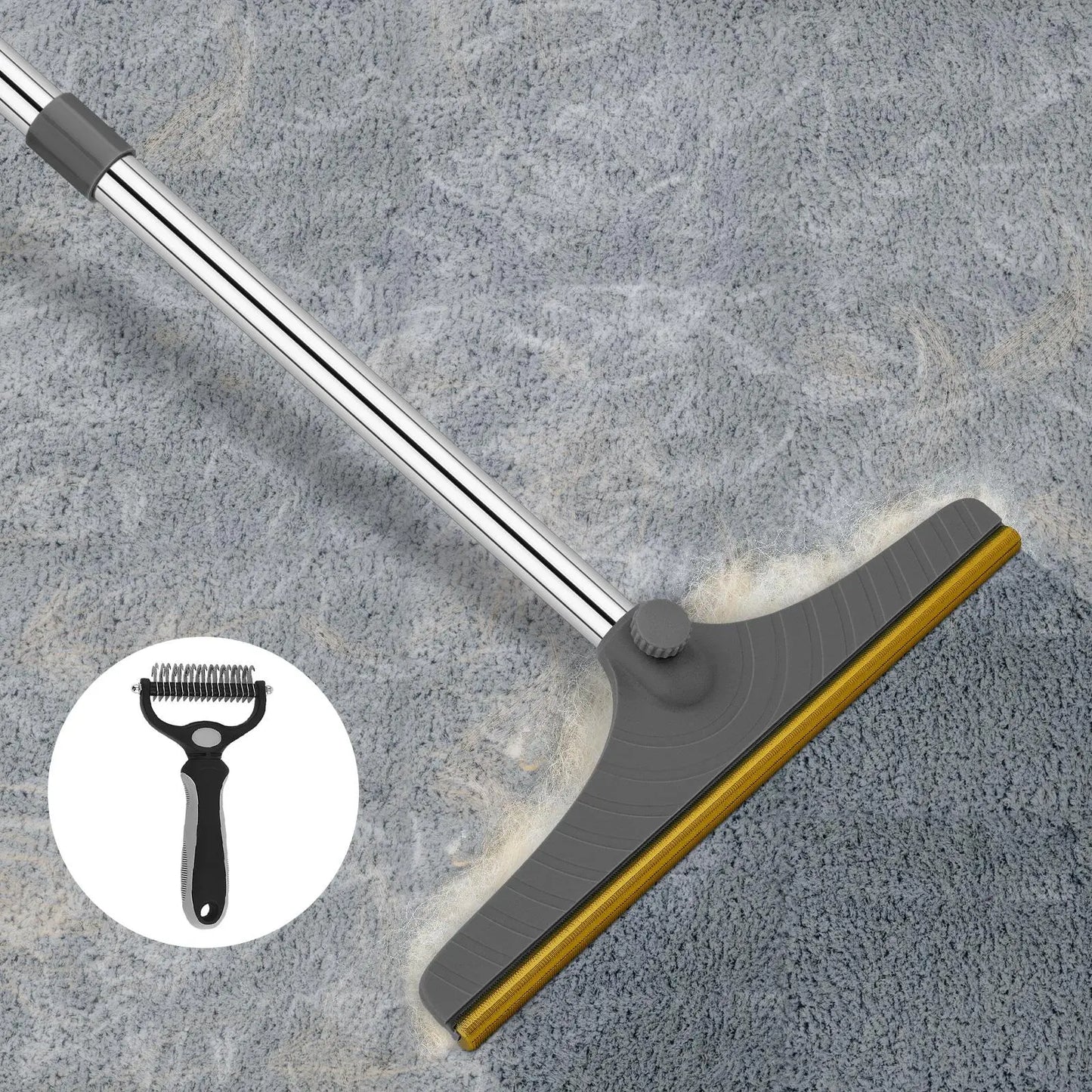 Adjustable Cat Hair Remover and Cleaning Brush with Hanging Ring - Effective Pet Hair Removal Tool for Carpets and Floors, Ideal Valentine's Day Gift