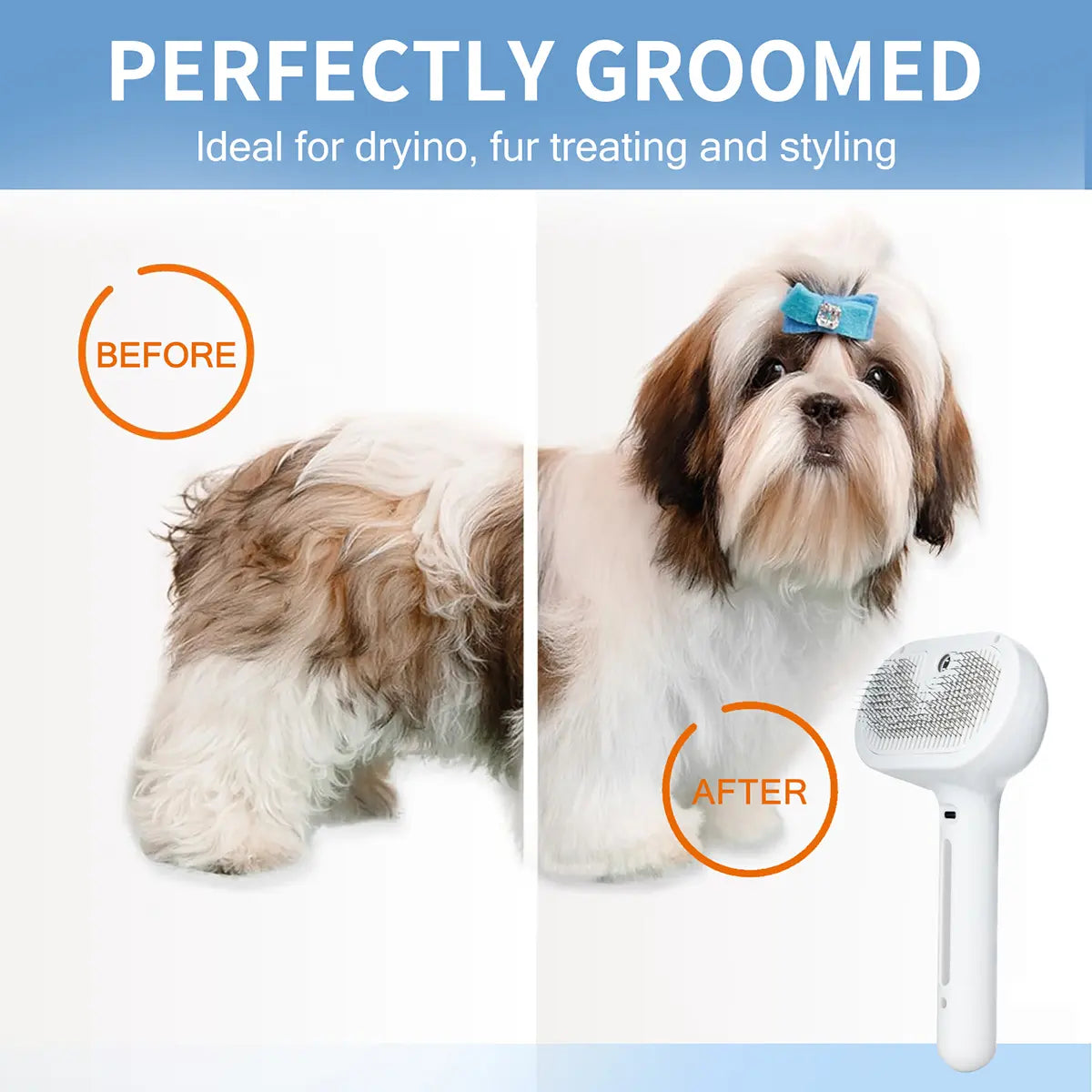 Catpick Pet Hair Removal Comb with Spray Odor Eliminator - Professional Grooming Tool for Cats and Dogs