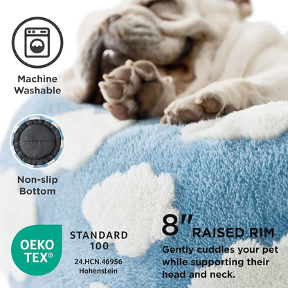 Lesure Plush Donut Pet Bed - Cozy and Calming Round Bed for Dogs and Cats of All Sizes, Washable with Anti-Slip Bottom, Ideal for Comfort and Relaxation