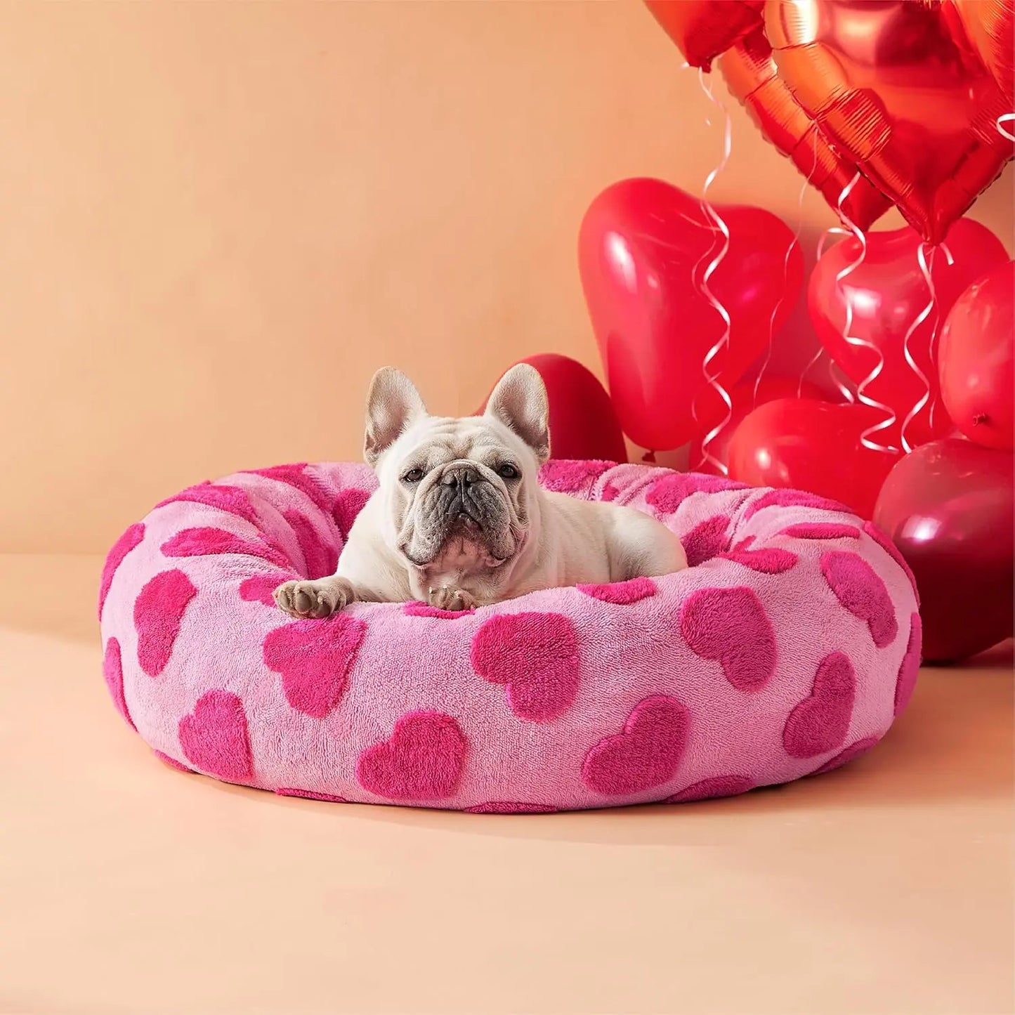 Lesure Plush Donut Pet Bed - Cozy and Calming Round Bed for Dogs and Cats of All Sizes, Washable with Anti-Slip Bottom, Ideal for Comfort and Relaxation