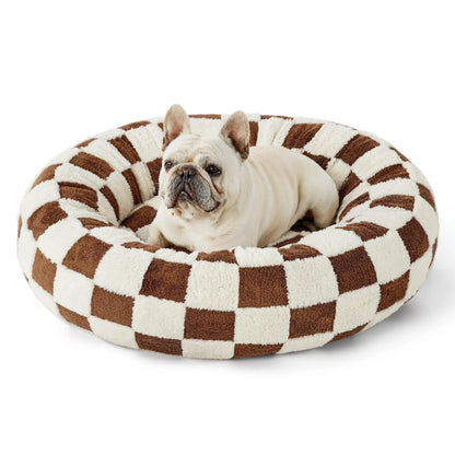 Lesure Plush Donut Pet Bed - Cozy and Calming Round Bed for Dogs and Cats of All Sizes, Washable with Anti-Slip Bottom, Ideal for Comfort and Relaxation