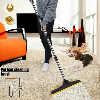 Adjustable Cat Hair Remover and Cleaning Brush with Hanging Ring - Effective Pet Hair Removal Tool for Carpets and Floors, Ideal Valentine's Day Gift