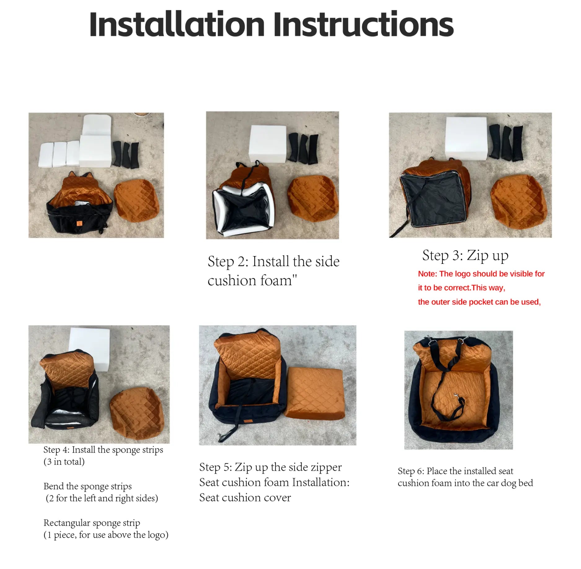 Zvrpet Premium Detachable and Washable Memory Foam Dog Car Seat with Adjustable Straps and Anti-Slip Bottom for SUV Back Seat