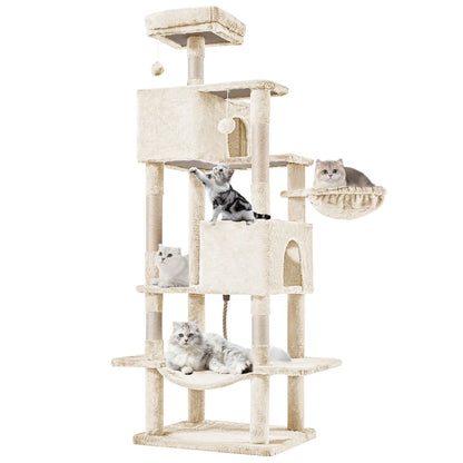 Pettrove Multi-Level Cat Tree Tower for Indoor Cats with Stable Design, Sisal Scratching Post, Spacious Condo, Climbing Ladder, and Plush Toy