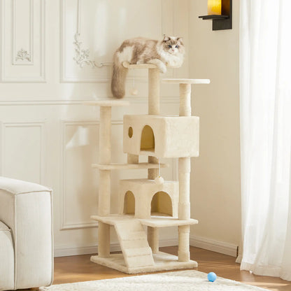 Pettrove Multi-Level Cat Tree Tower for Indoor Cats with Stable Design, Sisal Scratching Post, Spacious Condo, Climbing Ladder, and Plush Toy
