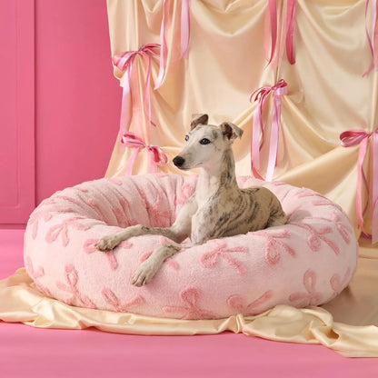 Lesure Plush Donut Pet Bed - Cozy and Calming Round Bed for Dogs and Cats of All Sizes, Washable with Anti-Slip Bottom, Ideal for Comfort and Relaxation