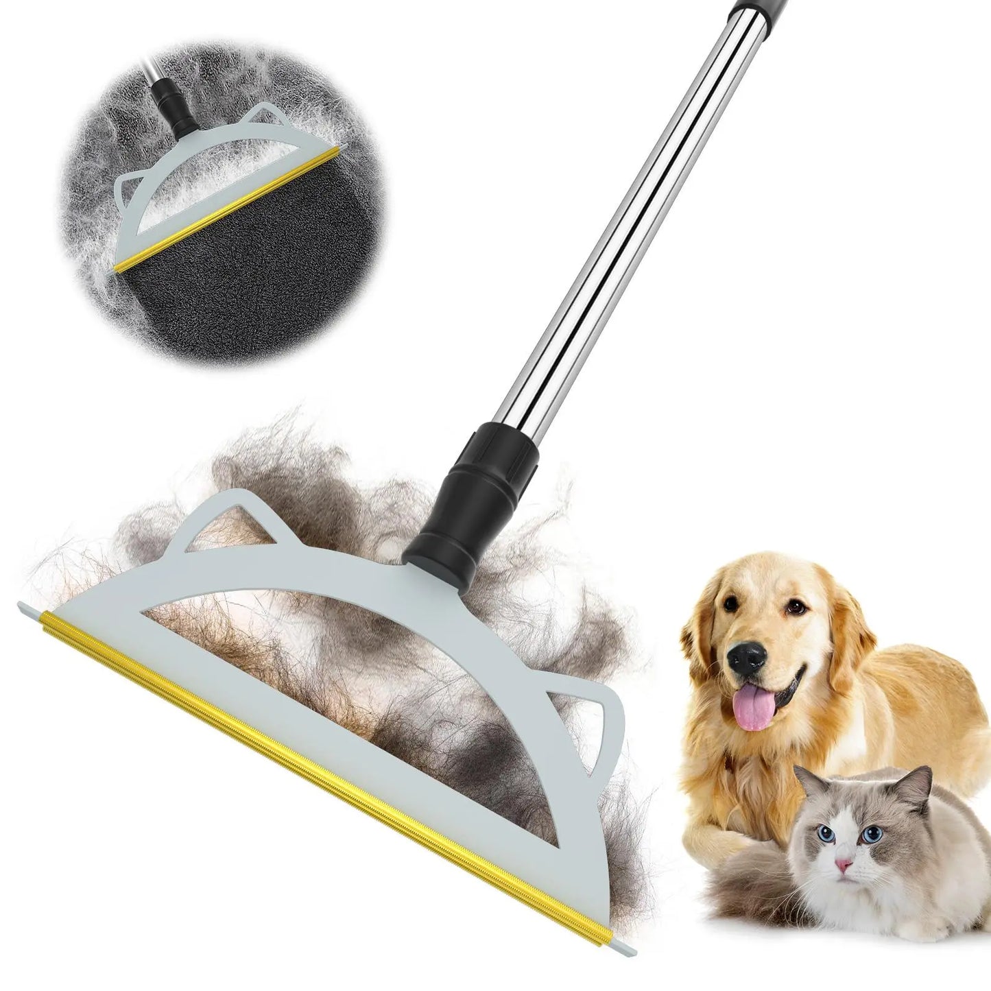 Adjustable Cat Hair Remover and Cleaning Brush with Hanging Ring - Effective Pet Hair Removal Tool for Carpets and Floors, Ideal Valentine's Day Gift