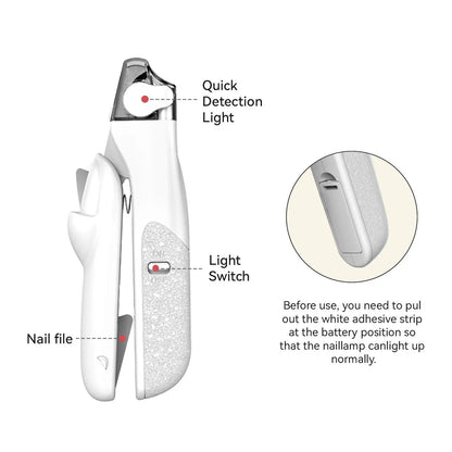 2-in-1 Pet Nail Clipper with LED Light for Enhanced Visibility, Precision Cat and Dog Nail Trimmer for Safe Grooming