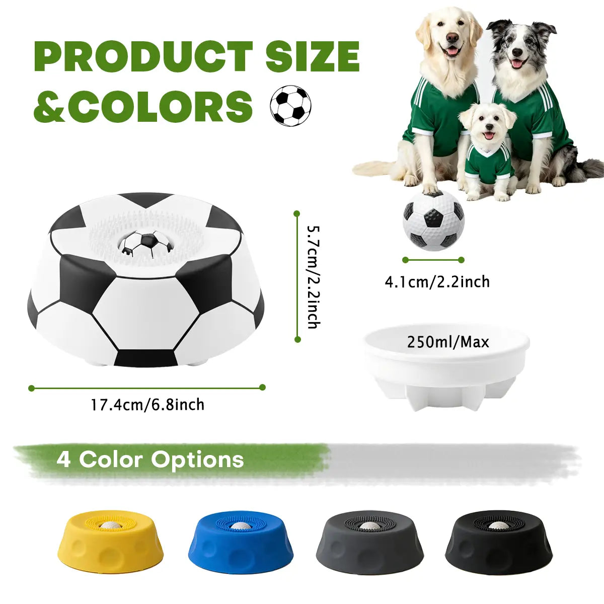 Pawpace Multi-Purpose Dog Bowl - No-Mess Liquid Slow Feeder with Easy-Clean Lick Mat and Ball, Featuring 8 Extra Large Suction Cups, Dishwasher Safe, Blue