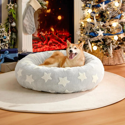 Lesure Plush Donut Pet Bed - Cozy and Calming Round Bed for Dogs and Cats of All Sizes, Washable with Anti-Slip Bottom, Ideal for Comfort and Relaxation