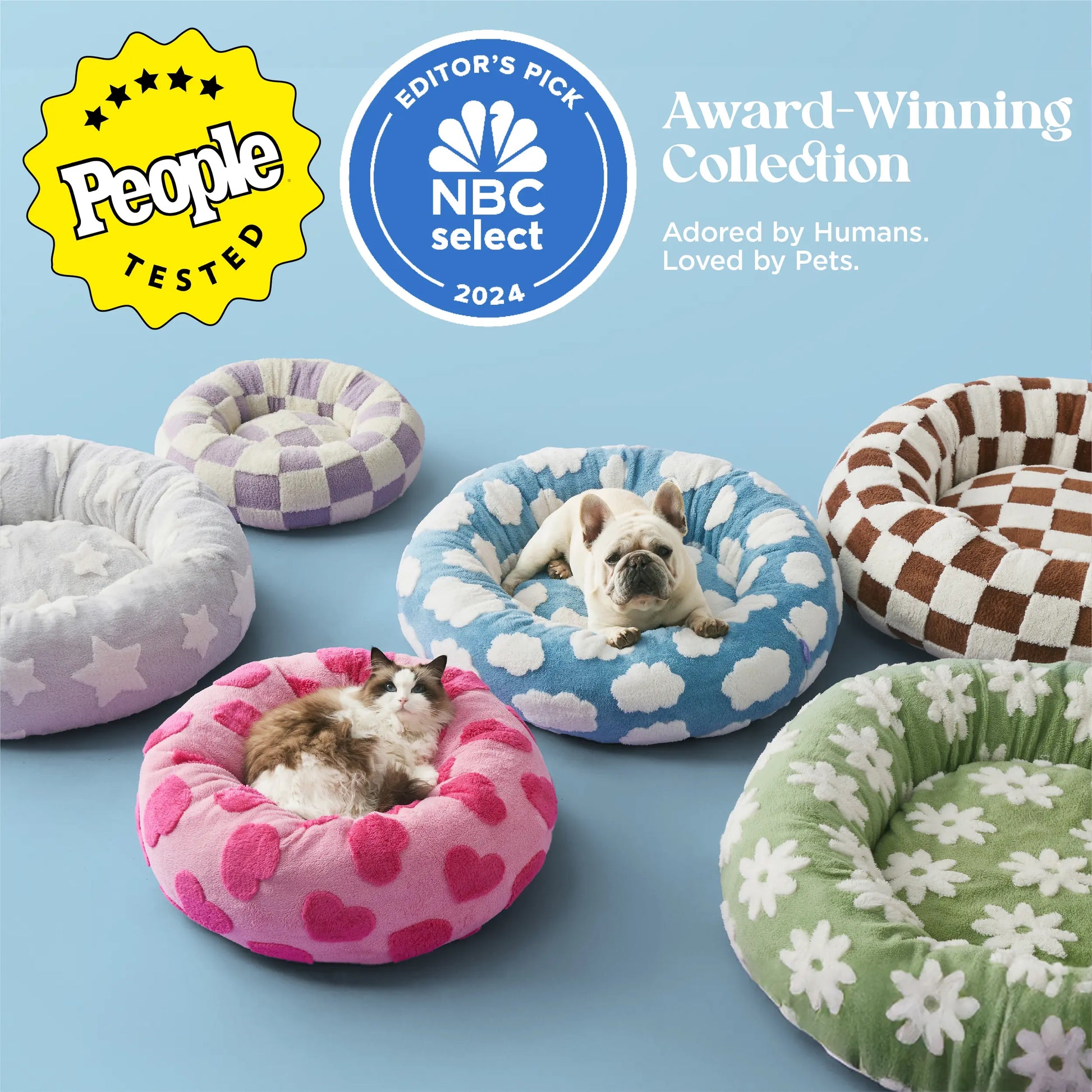 Lesure Plush Donut Pet Bed - Cozy and Calming Round Bed for Dogs and Cats of All Sizes, Washable with Anti-Slip Bottom, Ideal for Comfort and Relaxation