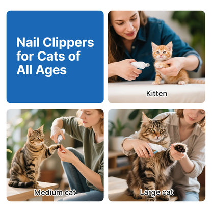 Potaroma Adjustable Cat Nail Clipper with Hidden Nail File - Safe Trimming Tool for Kittens and Indoor Cats - Anti-Splash Design (Blue)